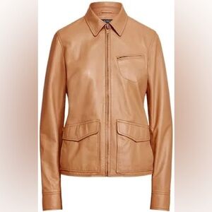 Ralph Lauren Black Label Moto Jacket Buff Natural Leather Jacket in Buff NEW